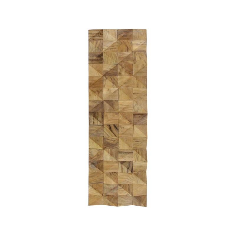 HomeRoots Brown 3D Embossed Diamond Teak Reclaimed Wood Decorative Wall Panels - 47.75' X '11.75' X '0.86
