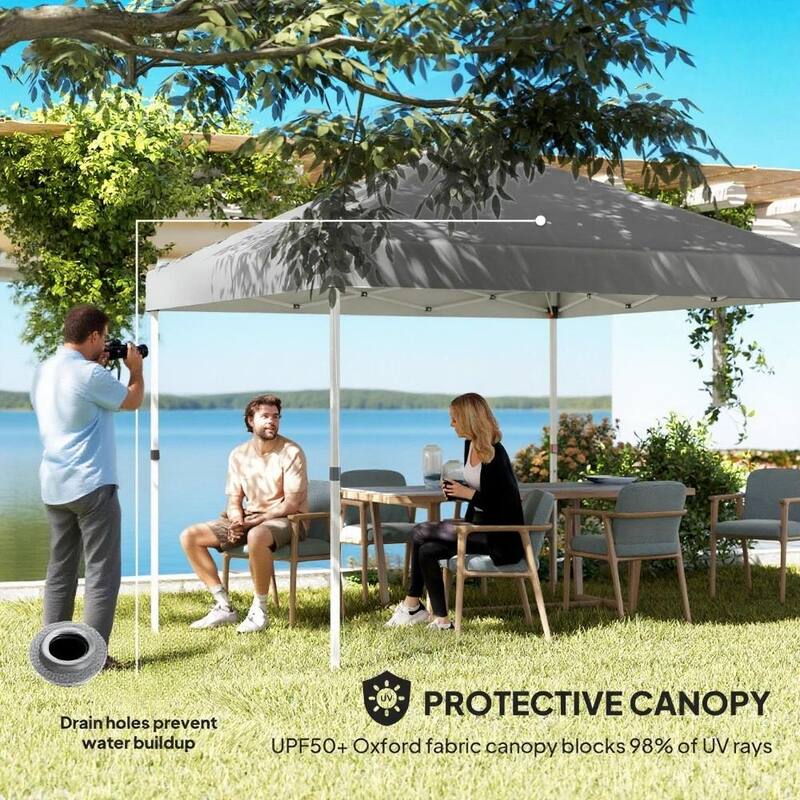 GDFStudio - 10x10 ft Pop-Up Outdoor Canopy Tent with Adjustable Height & Sidewalls