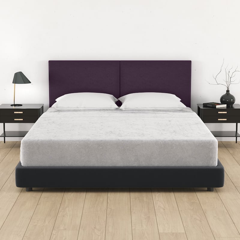 Jaxx Panelist Modern Padded Headboard in Premuim Vegan Leather - Set of 2 Wall Mounted Panels - Vegan Leather Kalamata Purple - Queen