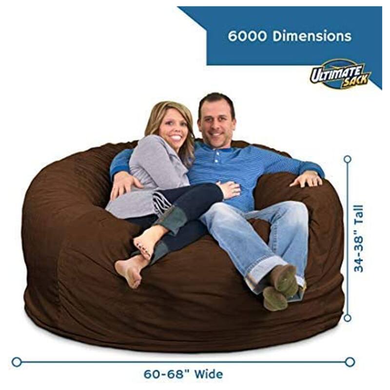 Ultimate Sack 6 Ft Foam Fill Washable Suede Cover Bean Bag Chair, Electric Blue