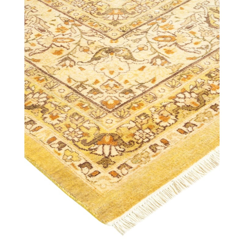 Overton Hand Knotted Wool Traditional Oriental Green Area Rug - 9' x 12'