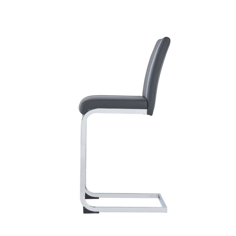 HomeRoots Set of Four 26" Gray And Silver Metal Low Back Counter Height Bar Chairs With Footrest