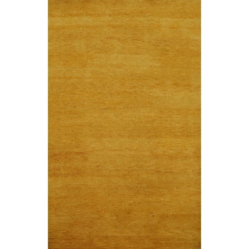Hand Knotted Oriental 100% Wool Carpet Modern Solid Yellow & Gold Gabbeh Area Rug - 8' 1'' X 5' 9''
