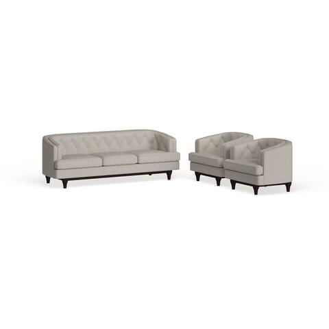 Coast Button Tufted Upholstered 3-piece Living Room Set