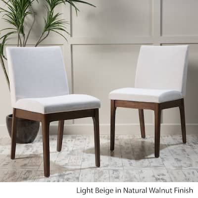 Light Beige Fabric Dining Chair Side Dining Chair Lounge Chair, 2 Set