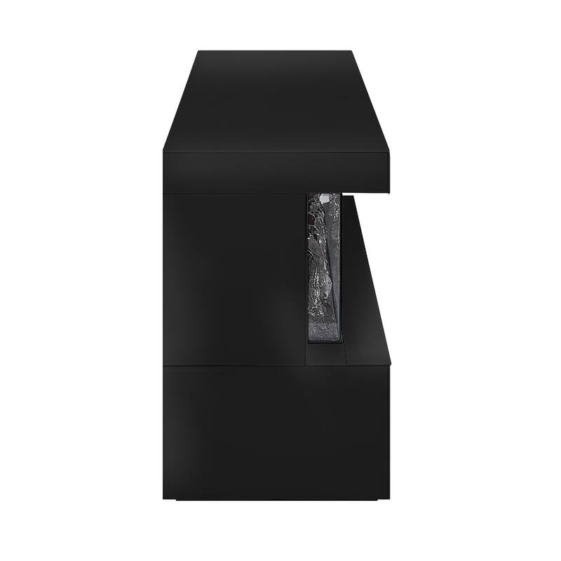 Dori TV Stand Cabinet w Electric Fireplace, Speaker, 71 Inch Black