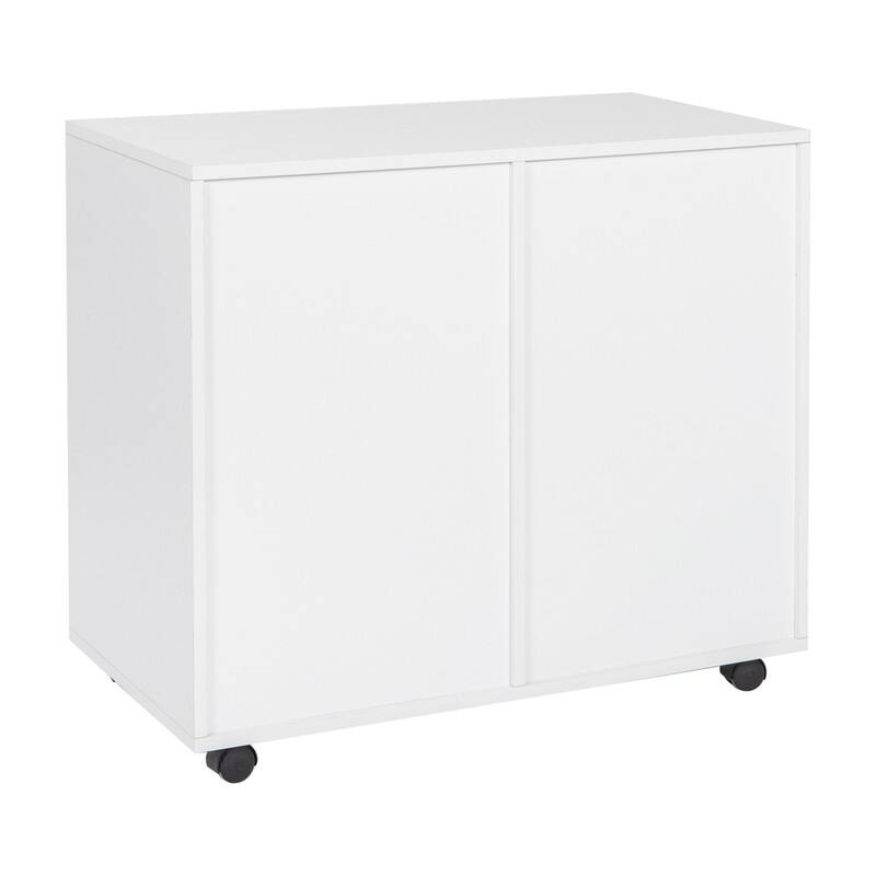 Single Door Five Drawers MDF With PVC Wooden Filing Cabinet White