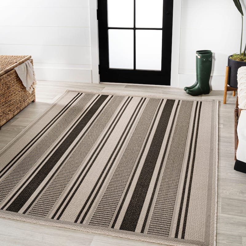 JONATHAN Y Negril Modern Double Stripe Indoor/Outdoor Area Rug