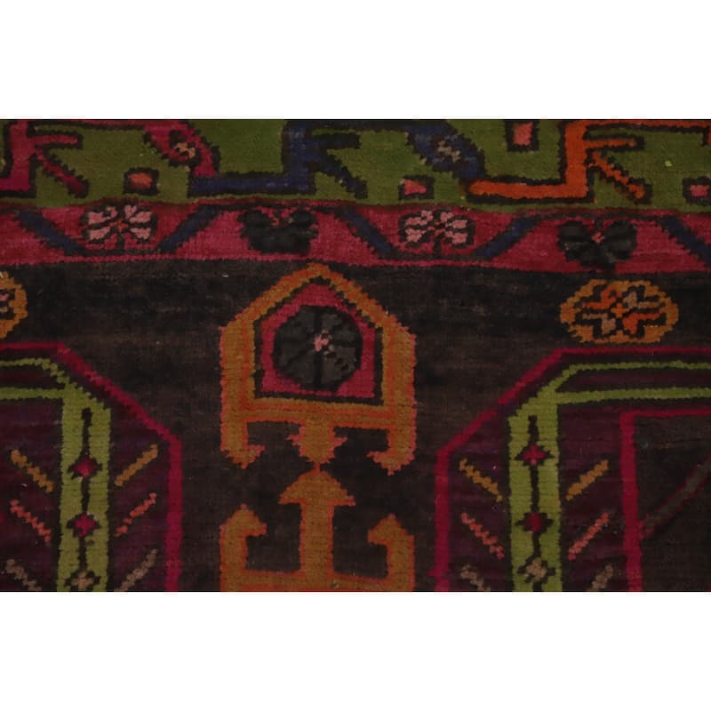 Hand Knotted Oriental 100% Wool Carpet Traditional Tribal Greys & Charcoal Ardebil Runner Rug - 10' 8'' X 3' 7''