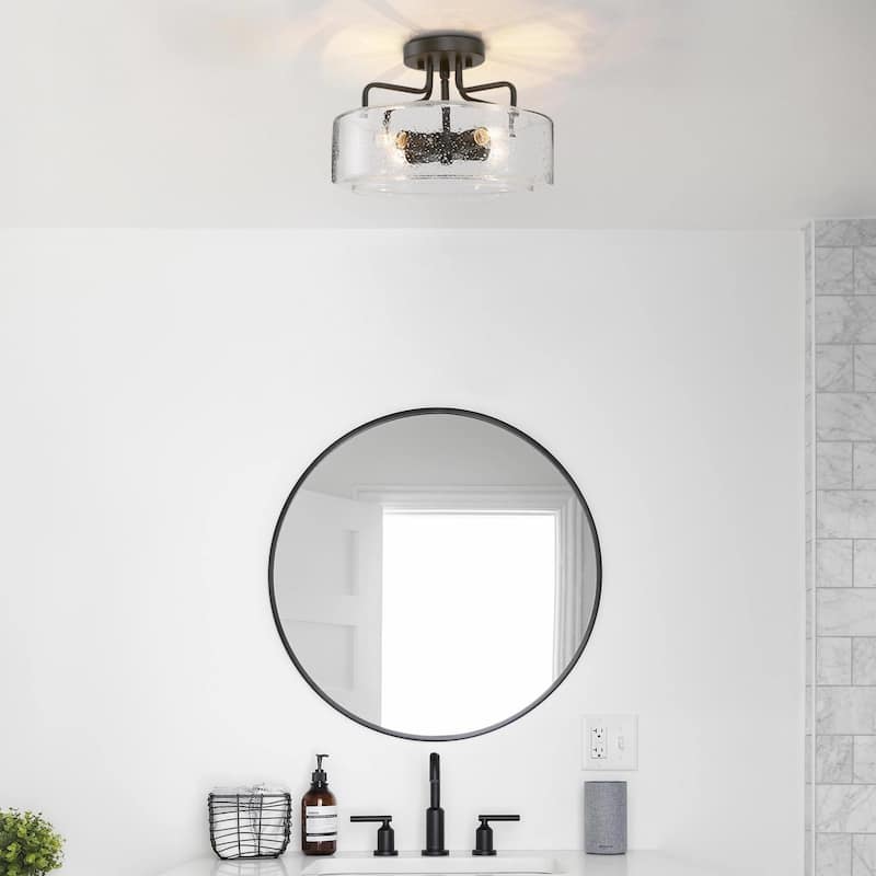 Modern Farmhouse 4-Light Semi-Flush Mount Ceiling Lights for Kitchen - W12"x H8"
