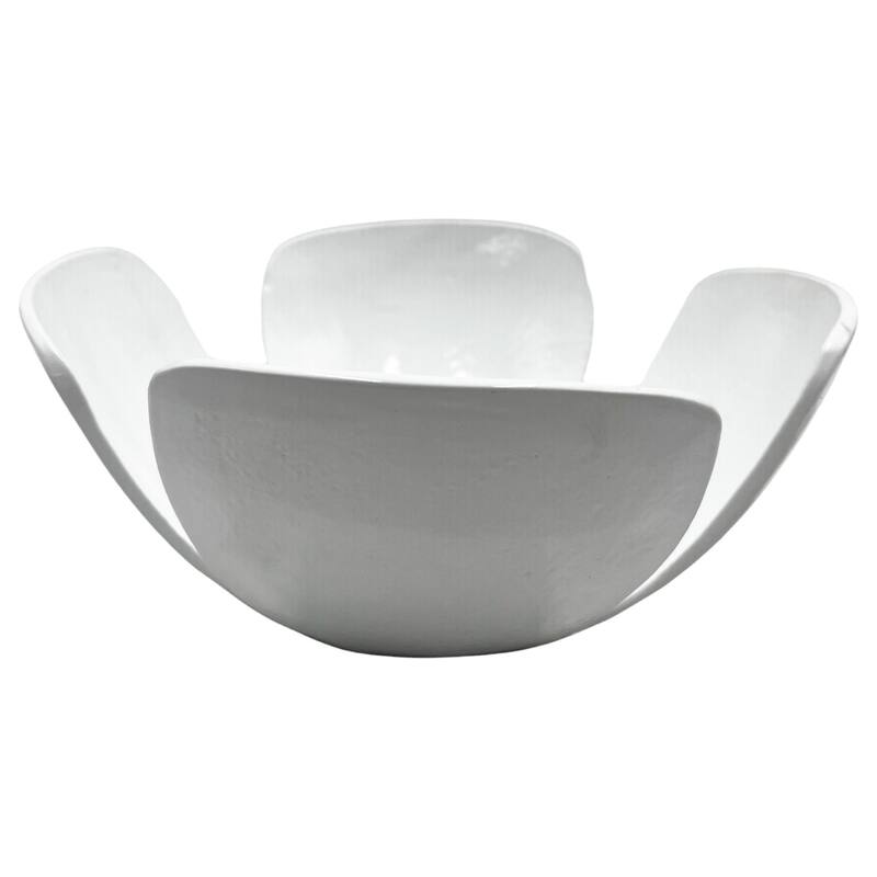 9 Inch Wide Decorative Handmade Aluminum Clover Leaf Bowl - 9 x 9 x 4 in - White