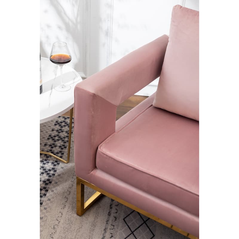 Modern 29.75" Polyester Upholstered Arm Chair with Gold-Colored Metal Tube Frame