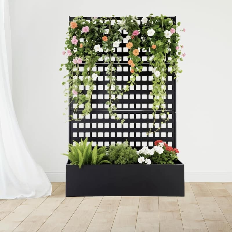 47x18x72inch Raised Garden Bed with Trellis with Drainage and Climbing Support