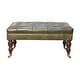 preview thumbnail 1 of 7, Buffalo Green Leather Ottoman with Castor Legs