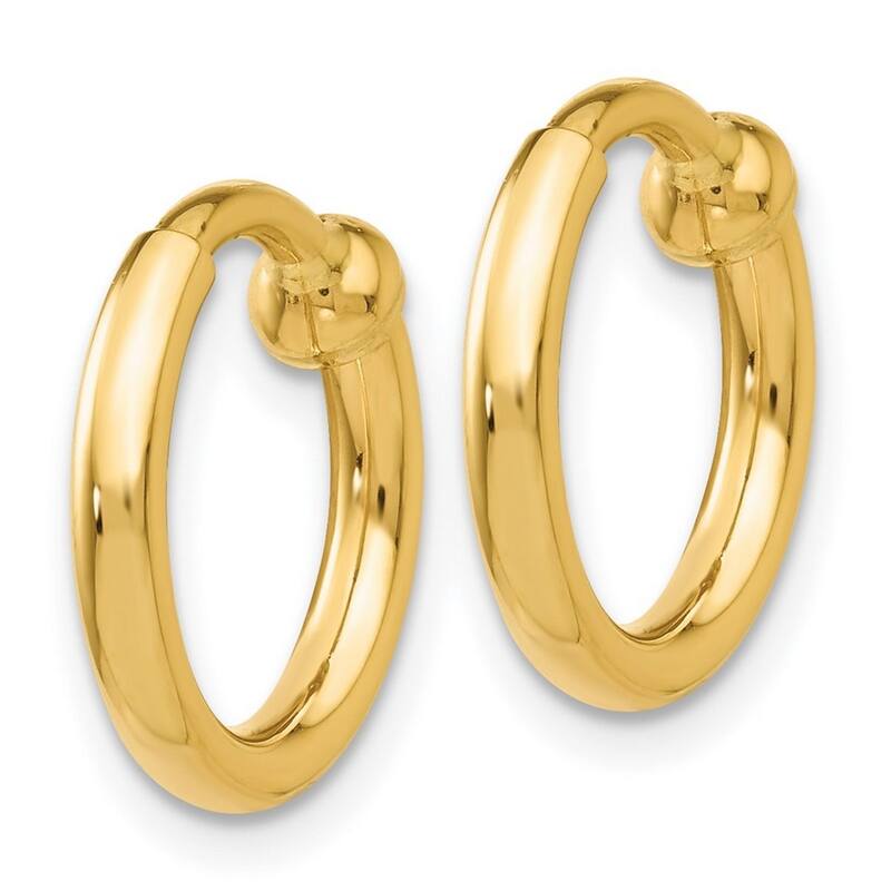 Curata 14k Yellow Gold Polished Non-Pierced Hoop Earrings (2mmx10mm)
