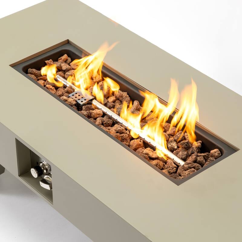 42'' Outdoor 50,000 BTU Iron Propane Fire Pit Table with Burner Lid