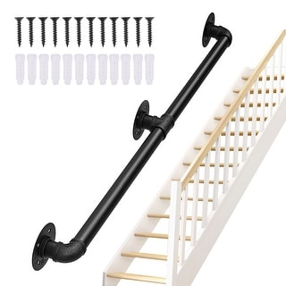 Staircase Handrails for Indoor Stair Hand Railing for Metal Railing Black  Wrought Iron Pipe Handrail with Wall Mount Support - Bed Bath & Beyond -  39888421