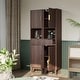 preview thumbnail 9 of 19, Garvee 67" Tall Freestanding Narrow Raised Bathroom Laundry Storage Cabinet with Drawer