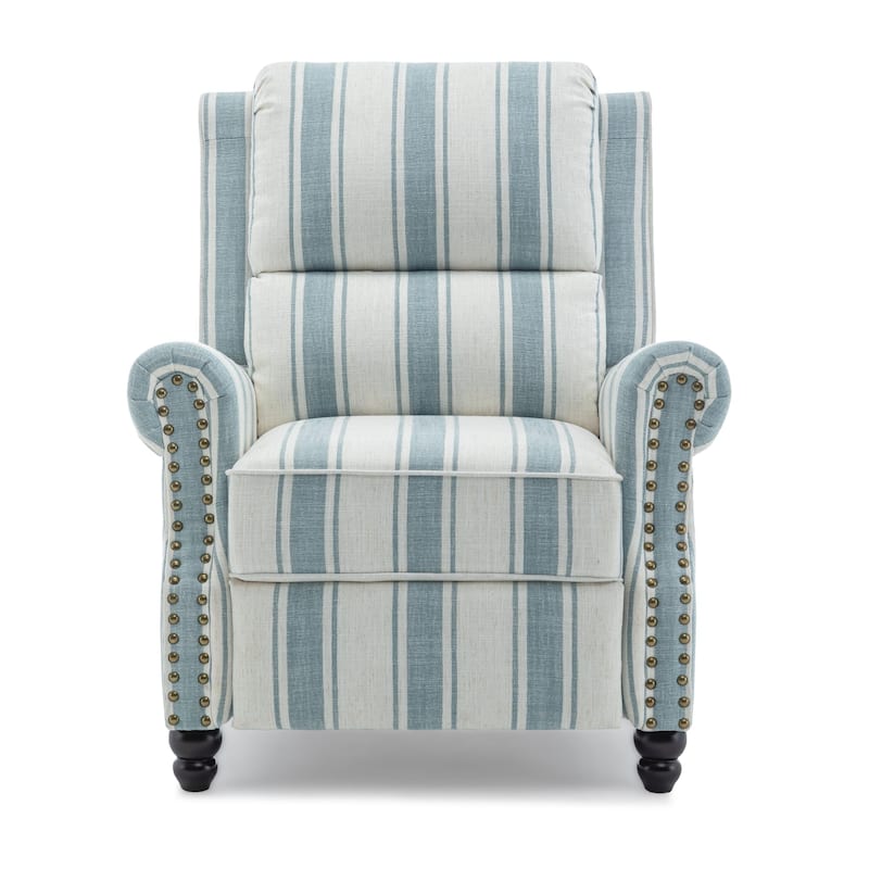 Mid-Century Nailhead PU Leather Linen Recliner