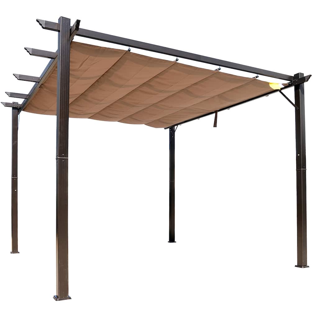 10x10 Retractable Aluminum Pergola with UV-Resistant Canopy for Outdoor Shade and Shelter