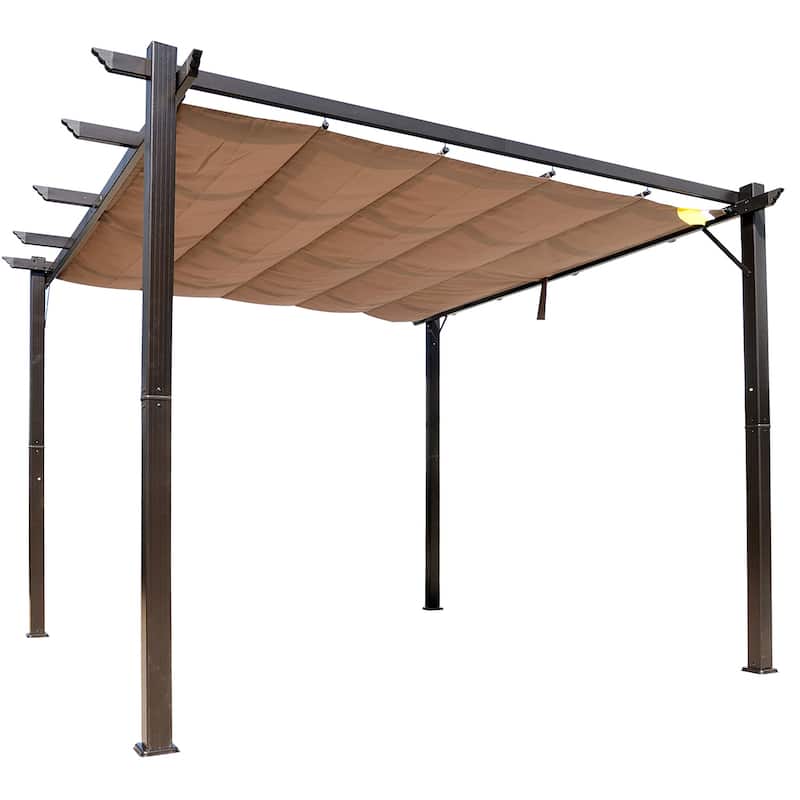 Outsunny Aluminium 10' x 10' Outdoor Pergola with Canopy Cover - Brown