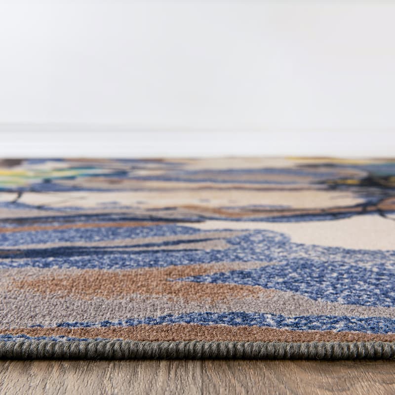 World Rug Gallery Modern Bright Flowers Non-Slip Area Rug Multi