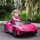 preview thumbnail 10 of 16, Qaba 12V Lamborghini Huracan Licensed Kids Electric Car with Remote Control, Spring Suspension, Transport Wheel, LED Lights Pink