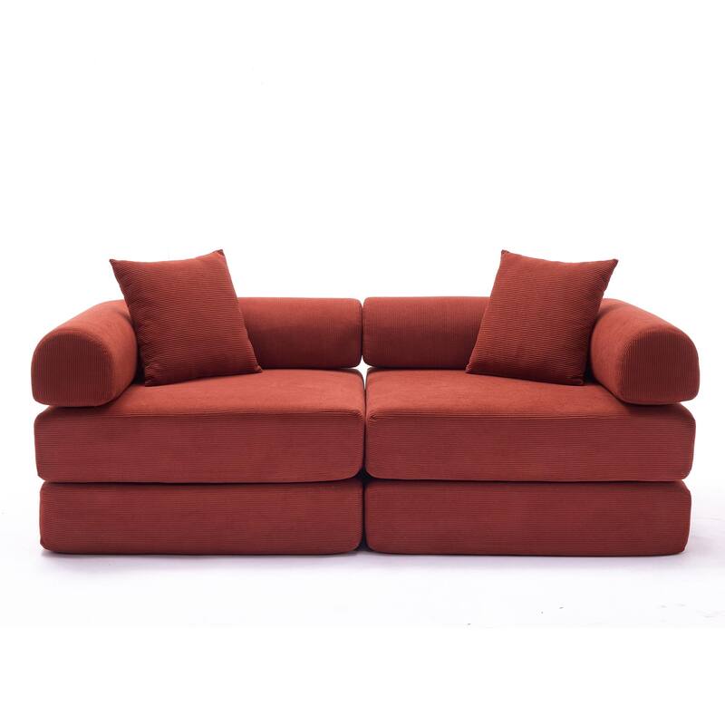 Modular Couch Sofa Bed, Convertible Design with Removable Armrests,Folding Mattress Couch for Small Spaces ,No Assembly