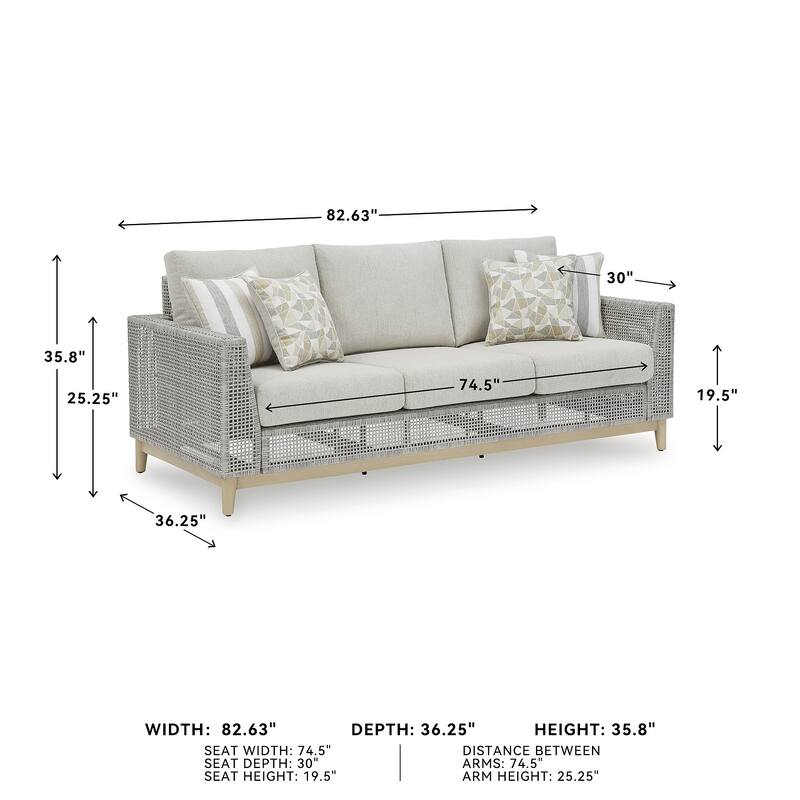 Signature Design by Ashley Seton Creek Gray Outdoor Sofa with Cushion - 82.63" W x 36.25" D x 35.88" H