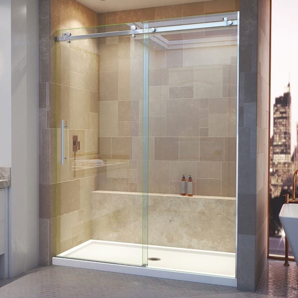 Shop Dreamline Enigma Air 56 60 In W X 76 In H Frameless Sliding Shower Door 56 60 W Overstock 12712634