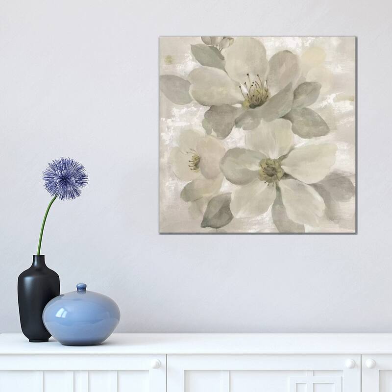 iCanvas "White On White Floral I" by Silvia Vassileva Canvas Print - 18x18x1.5