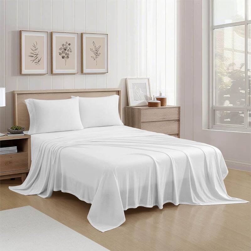 Aeropostale Super Soft White Jersey Knit Sheet Set All-Season Comfort
