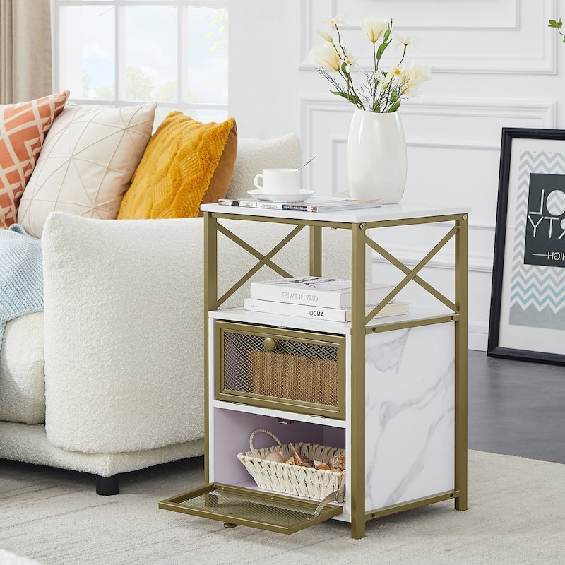 Nightstand, End Side Table with Storage Space and Door,Modern Nightstands for Living Room,Bedroom
