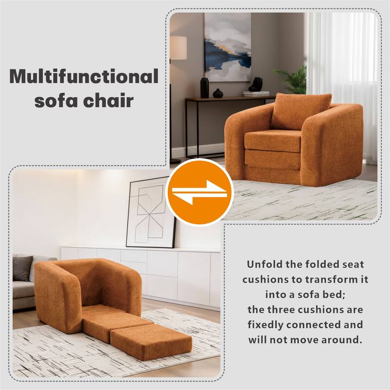 40"W Single Foldable Sofa Bed Equipped with Armrest and Backrest