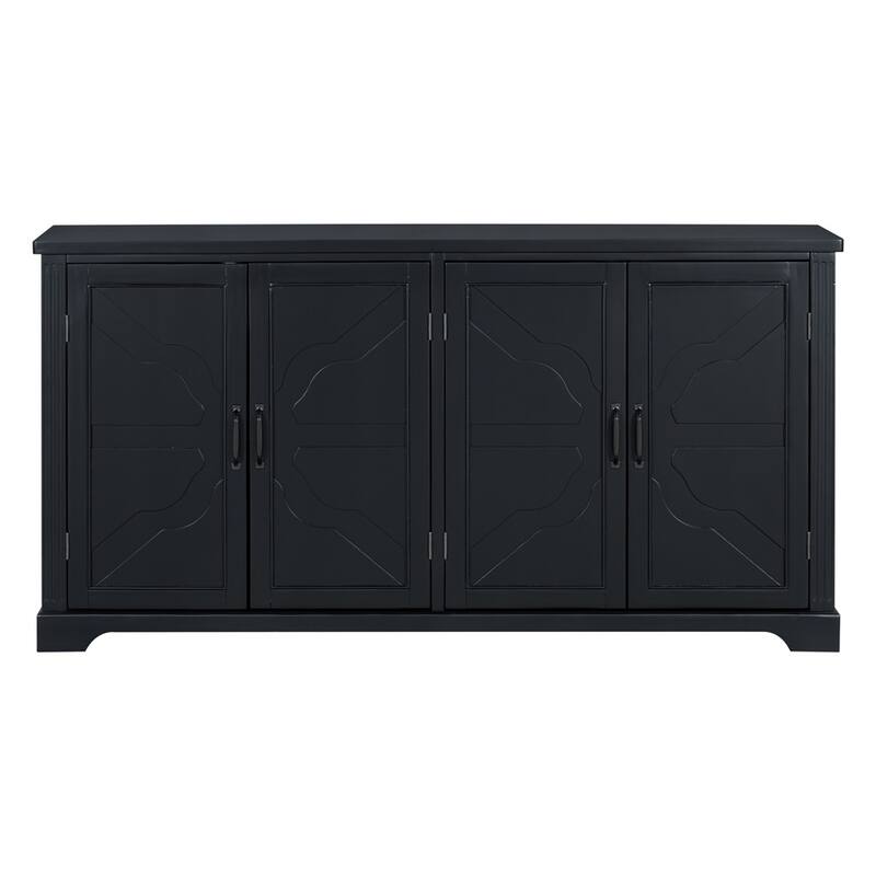 Country Style Wooden Sideboard with Pine Doors and Legs, 4 Metal Handles, for Hallway Entryway Living Room Dining Room