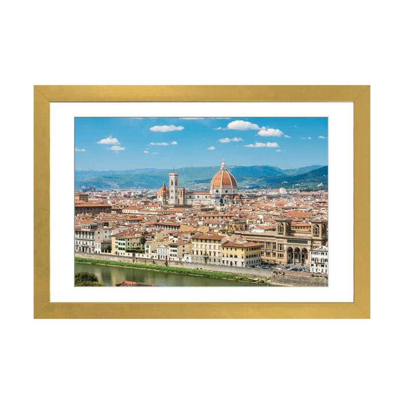 iCanvas "Florence Skyline With Florence Cathedral In Summer, Tuscany, Italy" by Jan Becke PFA - Gold - 16x24x1