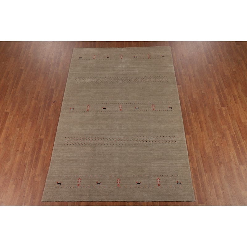Little Animals Design Gabbeh Oriental Area Rug Handmade Wool Carpet - 6'6"x 9'9"