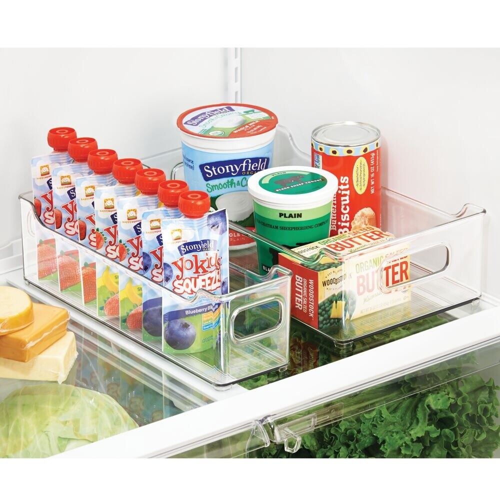 mDesign Plastic Kitchen Food Storage Bin Clear Lid for Pantry Fridge 2 Pack 