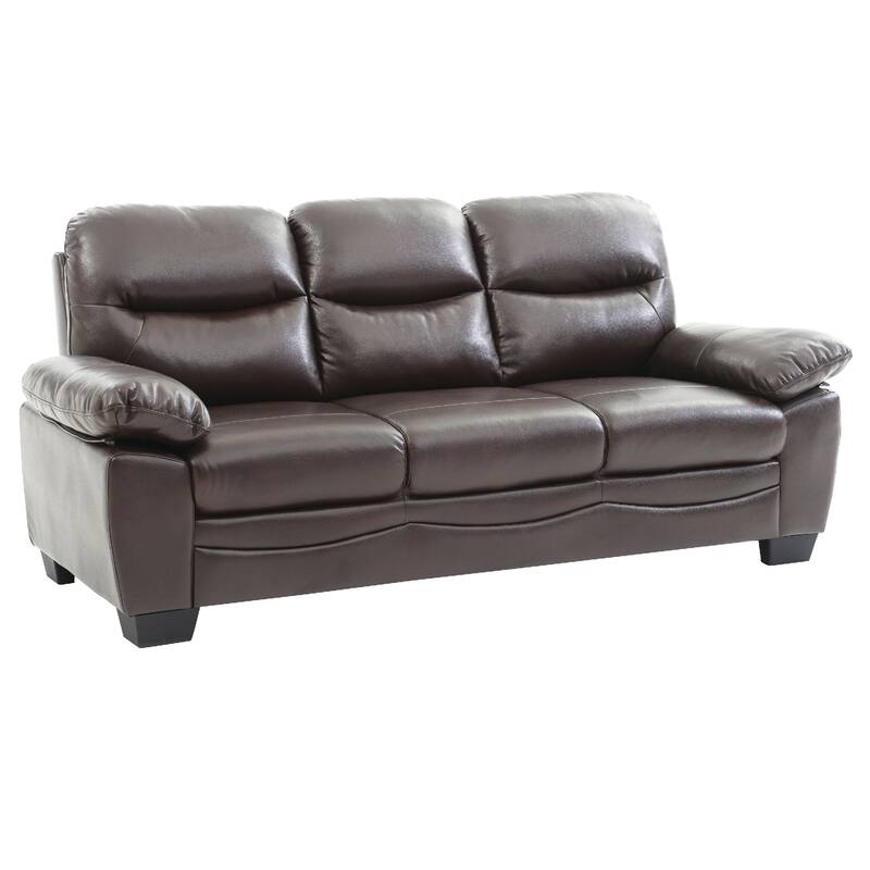 Flared Arm Faux Leather Straight Sofa - 78" - Dark Brown