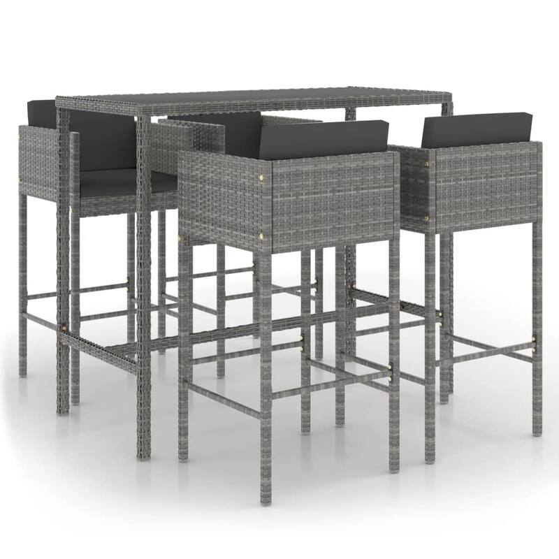vidaXL Patio Bar Set Outdoor Bistro Set Bar Stool Bistro Table Poly Rattan