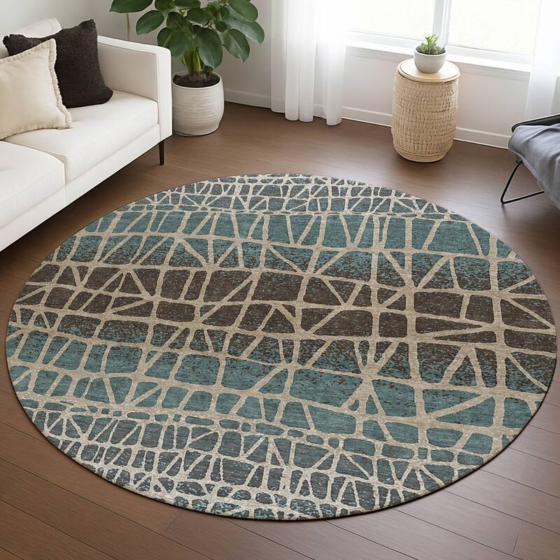 Machine Washable Indoor/ Outdoor Boho Global Chantille Rug