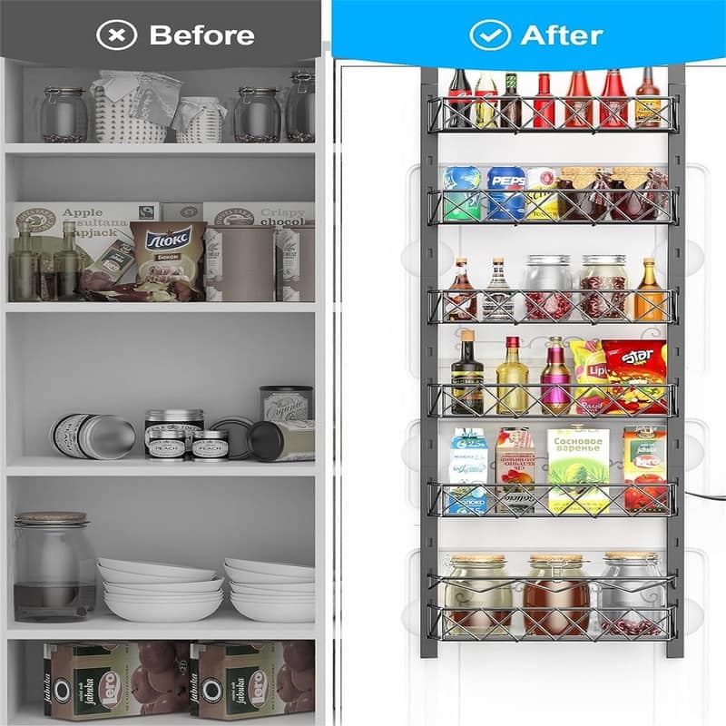 Over the Door Pantry Organizer - 6-Tier Pantry Organizers and Storage