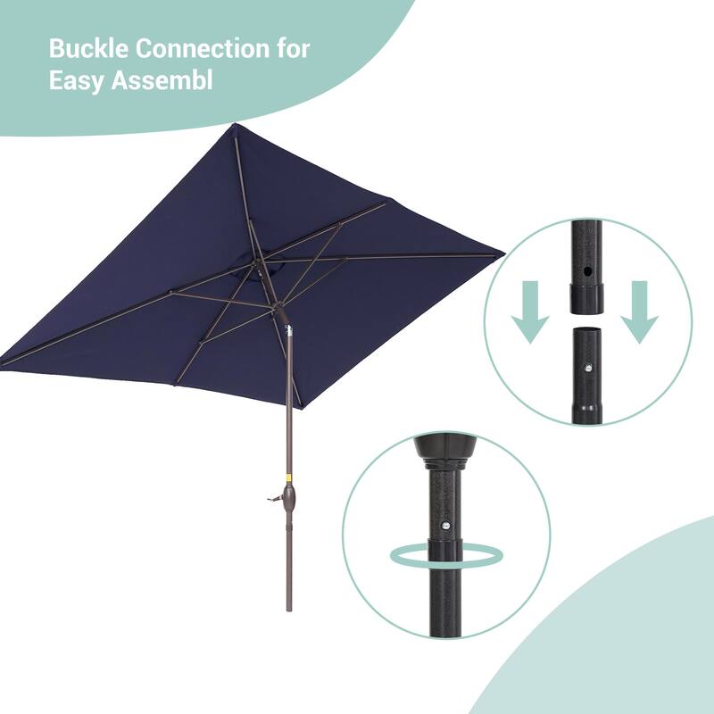 AOOLIMICS 10×6.5FT Rectangular Patio Umbrella with UV Protection, Easy Tilt, and Wind-Resistant Features