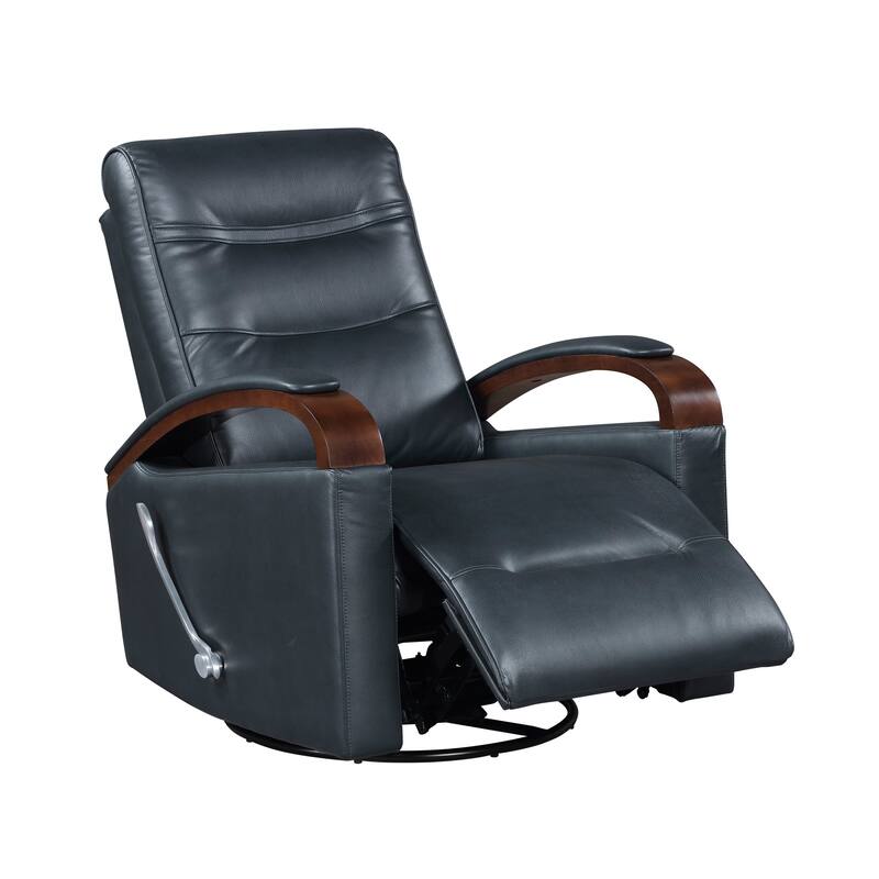Meredith 31.5" Faux Leather Swivel Glider Recliner - Rubberwood Arm