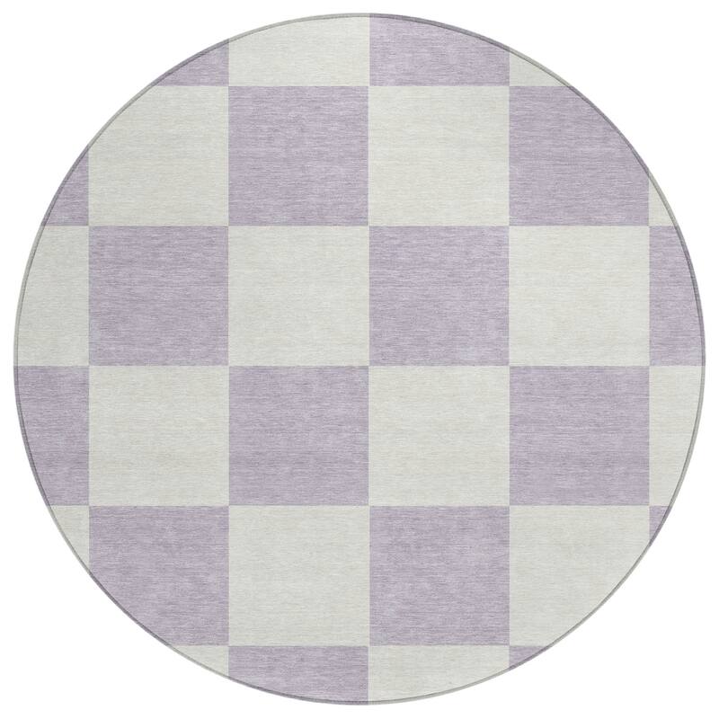 Machine Washable Indoor/ Outdoor Modern Checker Chantille Rug