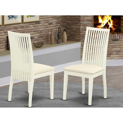 Linen Dining Chair - Modern Fabric Seat, Elegant White Finish - Set of 2