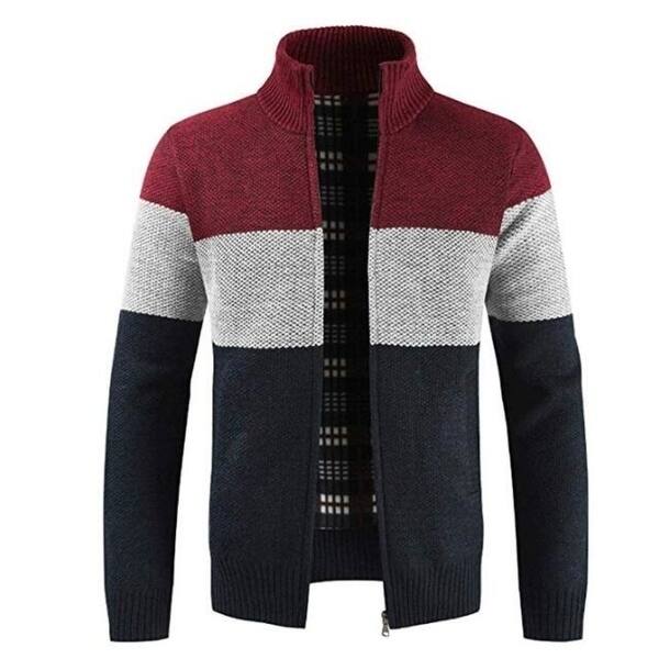 Shop Men S Casual Cardigan Jacket Stand Collar Patched