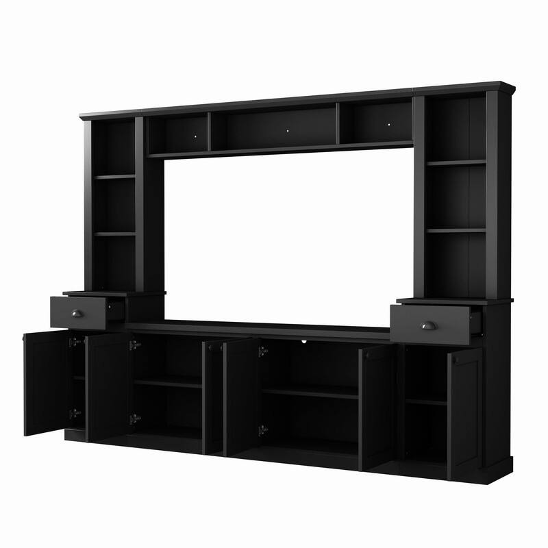 Modern 4-Piece Entertainment Wall Unit Set, Large TV Stand Media Console for TVs Up to 75"