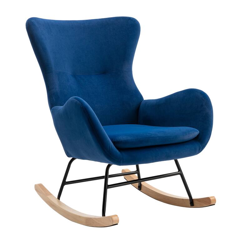 Velvet Fabric Padded Seat Rocking Chair