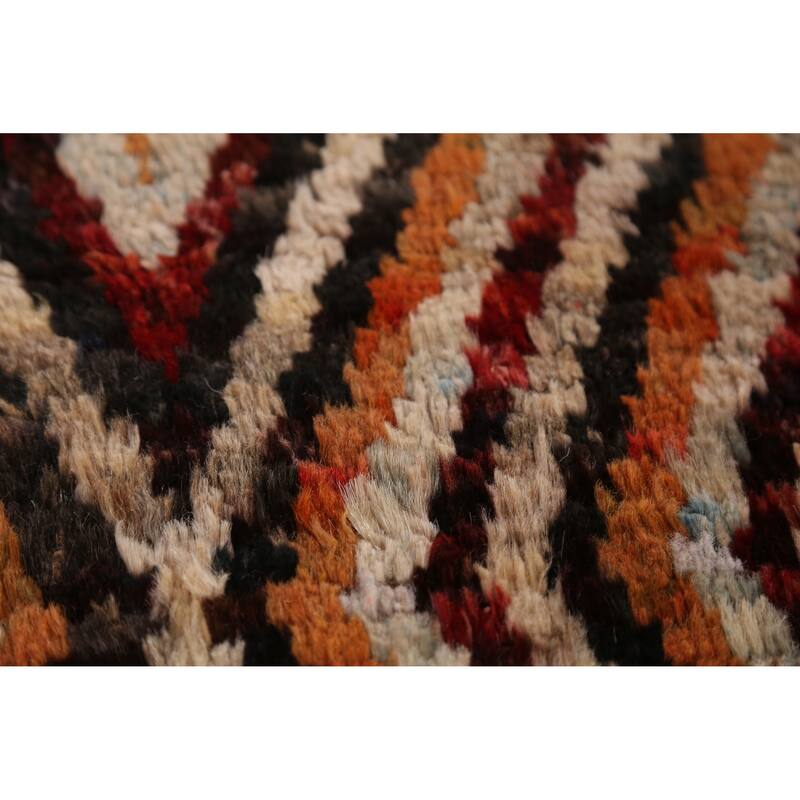 Geometric Moroccan Runner Rug Handmade Oriental Wool Carpet - 2'10" x 9'5"